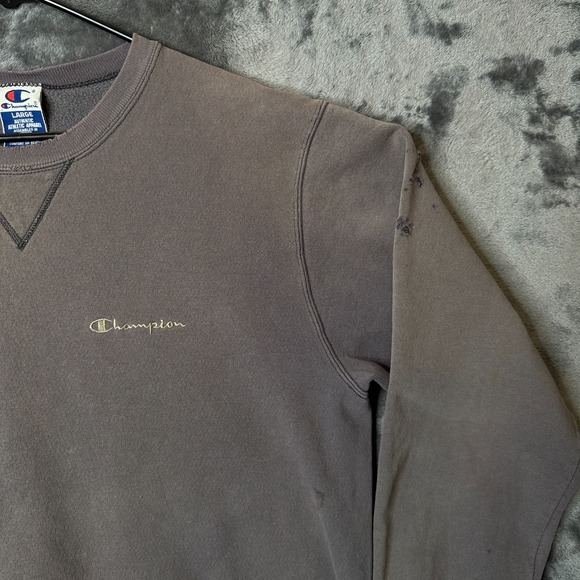 Vintage Champion Faded Long Sleeve Gray Pullover Size Large - Picture 2 of 7